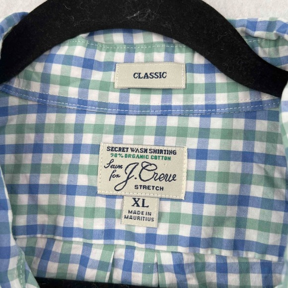 J Crew Men's Shirt Classic White Blue Check Long Sleeve Button Down Size XL - Picture 5 of 8